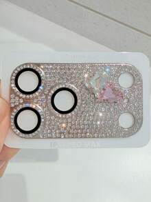 1片装奢华闪亮全屏水钻心形镜头保护膜，兼容 17 Pro Max/17 Pro，防震摄像头屏幕保护膜 - 銀色 - 查看 6