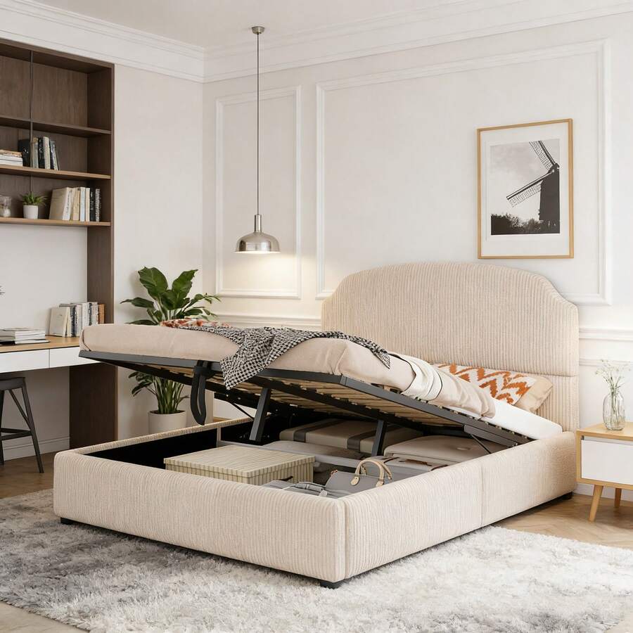 Bed Bases & Foundations - Beige + Upholstered + 140cm*200cm - View 1