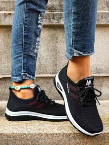 Women's Comfort Slip-On Sneakers - With Arch Support And Skin-Friendly Foam, Breathable Knitted Fabric, All-Day Lightweight Walking Shoes, Non-Slip PVC Sole - Suitable For Nurses, Teachers, Standing And Running Errands, Orthopedic Shoes, Delicate Embossed Design, Exquisite Embroidery, Soft Cushioning, Comfortable For Long Hours Of Standing - 黑色升級版 - 查看 3