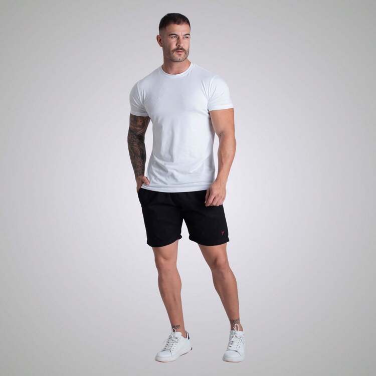 Kit Of 3 Men's Denim Twill Shorts, Premium Men's Bermuda Shorts - Blanco/Azul bebé/Negro - Añade 8