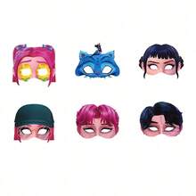 6/12个装 K-Pop 猎人女巫狩猎女团纸面具，2026 新款，半脸 Cosplay 收藏品，适合 K-Pop 主题派对/化装舞会/生日和圣诞节礼物，K-Pop 女团粉丝应援拍照道具 - A - 查看 10