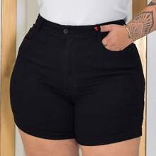 Women Denim Shorts - 黑色 - 查看 4