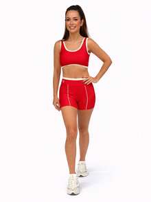 Women's 2-Piece Fitness Kit – Top, Shorts And High-Waisted Leggings - 紅色 - 查看 5