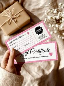 1/3pcs Valentines Heart Business Editable Gift Certificate Gift,Customize Photo And Text,Gift Certificate Template: Beauty Salon, Lash, Nail & Spa Editable Voucher Card, Pink Canva Design - A - View 2