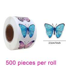 500pcs Butterfly Flower Stickers Roll - Self-Adhesive, Butterfly & Flower Shaped Stickers For Decorating Gift Boxes, Glossy Surface Non-Sticky Labels, Suitable For Gifts And Crafts, Kitchen Preservation Products, Home Storage, Home Decor - Multicolor - View 3