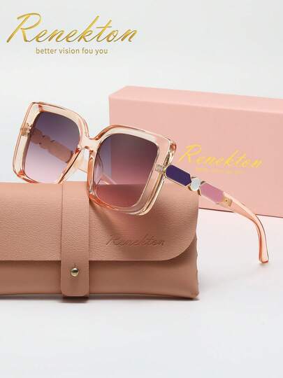 RENEKTON 时尚女士太阳镜，偏光豹纹方形太阳镜，采用TAC材质，轻便耐用，适合驾驶、户外活动、派对、优雅场合、摄影、旅行、休闲等，是送给男士和女士的理想礼物（生日、情人节、夏季、婚礼、斋月），日常及特殊场合皆宜，时尚镜框，佩戴舒适，百搭配饰，男女皆宜的礼物，高端品牌节日礼盒套装太阳镜，夏季套装，礼盒套装，教师节，世界杯