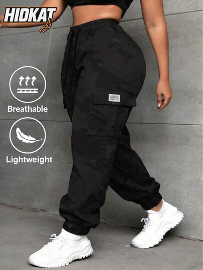 Hidkat Pantalones cargo de camuflaje para mujer | Pantalones jogger con cordón en la cintura y bolsillos laterales | Pantalones casuales de uso diario y al aire libre de estilo callejero Y2K