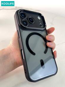 Koolife 1pc Luxury Magnetic Phone Case, Metal Lens Frame, TPU+PC Material, Support MagSafe Wireless Charging, Independent Buttons, Lens Protrusion Protection, Precise Cutouts, Anti-Drop, Compatible With IPhone 17/17 Pro/17 Pro Max, 16/16 Pro/16 Pro Max/16 Plus, 15/15 Pro/15 Pro Max/15 Plus - Black - View 6