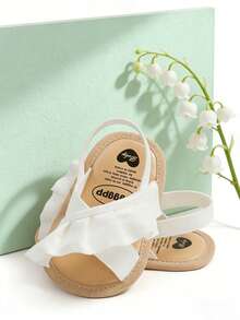 婴儿男女童夏季凉鞋派对婚礼礼服平底鞋新生儿学步鞋学步鞋0-18个月 - 白色 - 查看 4