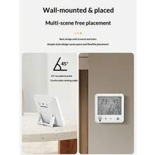 数字温湿度计，带时钟 - 5 秒快速刷新，背光，摄氏度/华氏度双显示，适用于家庭、办公室、卧室 - 白色 - 查看 11