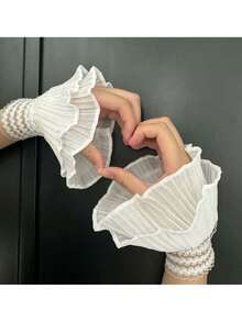 1 Pair White Double-Layer Flared Cuff Decorative False Sleeves For Women - Multicolor - View 10