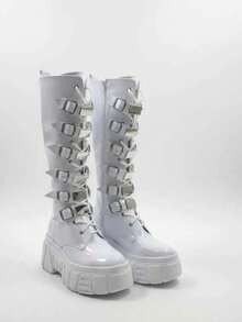 Botas de plataforma con evillas . - Blanco - Ver 6