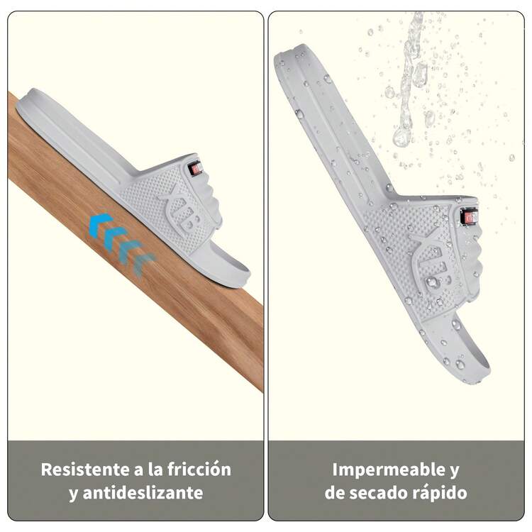 Zapatillas antideslizantes para el baño, sandalias de hombre, Pantuflas de pareja,chanclas hombre, sandalias mujer, Sandalias de EVA para casa fáciles de poner, suaves y resistentes, diseño antideslizante perfectas para el día a día, la ducha, la piscina o la playa. - Gris - Añade 4