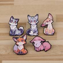 Cute Cartoon Animals Fox Enamel Pin Colorful Cats Brooch Pins Lapel Pin Badge On Backpack Clothing Accessories Jewelry Friends Gifts - Black - View 10