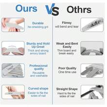 100/180 Precision Grey Sandpaper Boards. Ergonomic Hardness, Can Precisely Shape Artificial Nails And Natural Nail Edges. Double-Sided Non-Slip Sanding Surface. Reusable And Disinfectable, Professional Salon Quality. - Multicolor - View 9