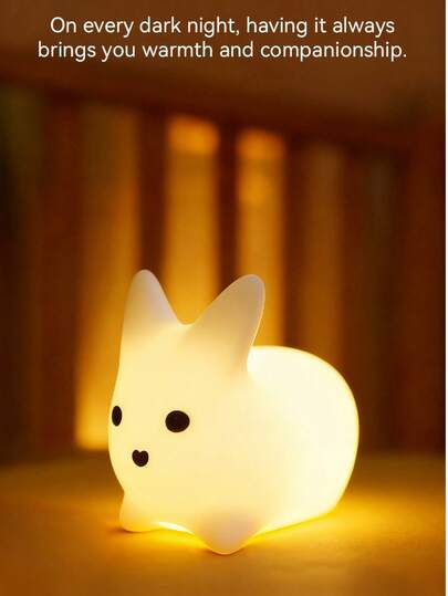 Rabbit Silicone Night Light With Flocked Flocked Texture LED Lamp, Nursery Night Light For Girls Room Decor, Soft Bedside Lamp For Room Lighting And Gift
