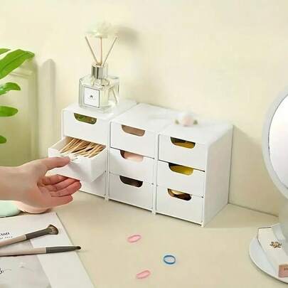 3-In-1 Mini Desk Organizer Box, With 3 Compartments, Jewelry, Lipstick, Cosmetic Storage Drawers, Simple 3-Tier Drawer Storage Box, Desk Organizer, Home Decor Gift, Suitable For Women, UV Protection Travel, Cool For Nail Care, , Samples, Decorations, Small Parts, Nail Art, Holidays