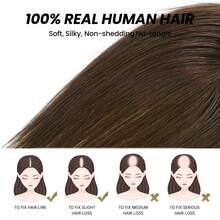 10英寸真发假发片，适合头发稀疏的女性，无刘海，适合头顶区域 - 彩色 - 查看 8