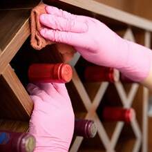 2/20/50/100 Stück rosa Einweghandschuhe aus Nitril, latexfrei, wasserdicht, antistatisch, Mehrzweck-Arbeitshandschuhe, puderfrei, geeignet für Küche, Badezimmer, Zuhause, Haarfärbung, Schönheitssalon, Malen, Kunst und Handwerk Schutzhandschuhe [ohne Box] - Pink - Übersicht 3