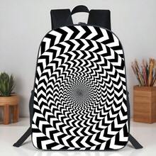 1pc Optical Illusion Art Backpack, Personalized Unisex Casual Backpack, Versatile Student Bag - A - View 3