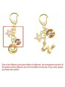 Golden Shell Starfish Bubble Initial A-Z Keychain, Exquisite Bag Pendant, Packaging Accessories, Mobile Phone Pendant, Car Pendant, Unique Mobile Phone Accessories, Simple Design, Suitable For Women's Wallets And Mobile Phone Accessories, Gifts For Friends, Family, Girlfriends, Outdoor Accessories - Multicolor - View 11