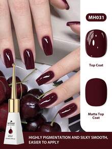 Mtssii 1瓶10毫升酒红色凝胶指甲油，持久耐用，不含铅，半永久可卸UV凝胶指甲油，适合夏季美甲、美甲艺术，带包装盒，沙龙及居家DIY美甲 - 紅色 - 查看 2