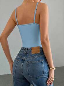 GAOVOT Women's Sexy Y2K Style Sleeveless Halter Bodysuit, Spring/Summer - Light Blue - View 2