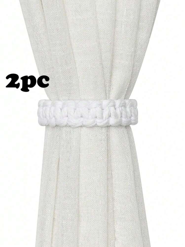 2条手工棉绳扭结窗帘绑带，多种颜色可选，适用于窗帘固定和装饰 - 2pcs - 查看 14