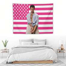 1PC Singer Bad Music Bunny Printed American Flag Decorative Tapestry, Patriotic Star Spangled Banner Design, Album Tapestry, Suitable For Horizontal Wall Hanging In Bedrooms, Dormitories, And Living Rooms, Easy To Hang, Perfect Valentine's Day Gift - 1PC - Xem 5
