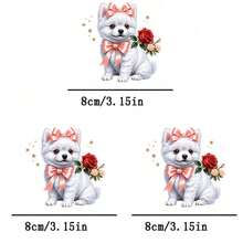 1pc/2pcs/3pcs Durable Long-Lasting Heat Transfer Stickers With Rose Flower And Puppy Patch, For DIY T-Shirts, Sweatshirts, Jeans, Hoodies, Backpacks, Jackets, Handbags, Pillows - L+S - View 5