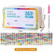 Languo 9支装丙烯颜料马克笔套装,720色可混色软头,适用于绘画、DIY手工、学校美术用品、绘画课程、返校季 - 彩色 - 查看 32