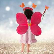 Kit Of 3 Butterfly Wing Fairy Costume With Wand And Tiara - Light Blue - View 6