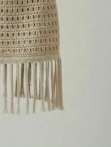 Beach Cover-Up Knitted Crochet Skirt With Fringe - Summer Fashion - 沙 - 查看 2