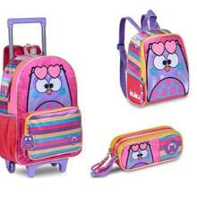 Girls' Wheeled Backpack, Lunchbox And Pencil Case Set, Random Selection, Subject To Print Availability In Stock. - 粉色 - 查看 5