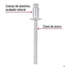 Remaches Acabado Natural - 5/32" - Bolsa con 50 pzs de aluminio - A - Ver 1