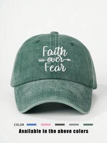 1pc Embroidered "Faith Over Fear" Washed Baseball Cap, Adjustable Outdoor Sun Protection Casual Hat Suitable For Spring/Autumn Travel, Beach, Y2K Style For Youth - Baseball Cap - View 11