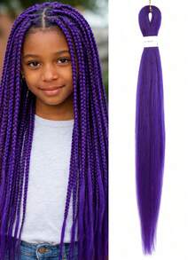 24 Inch Pre-Stretched Deep Purple Hair Extensions, 1 Piece, Suitable For Braiding & Cosplay (24 Inch (1 Pack), Deep Purple) - Multicolor - View 1