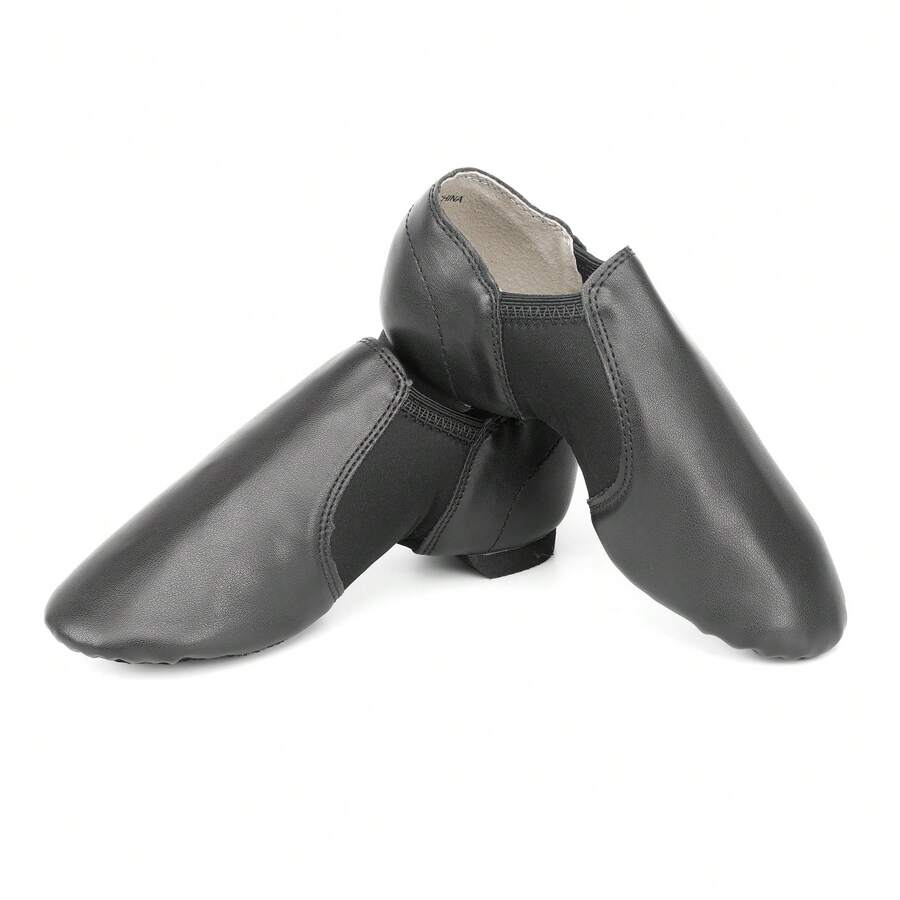 Zapatos de Jazz Deportivos de Poliéster Liso/Zapatos de Baile de Punta Lisa Escolares - Negro - Ver 1