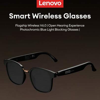 Occhiali Bluetooth retrò Lenovo GS106, campo sonoro a orecchio aperto Bluetooth 6.0, lunga durata della batteria, controllo touch sensibile, indossabi