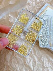 6格3D合金星星美甲饰品 星光金属银色金色饰品 美甲装饰 Y2K美甲DIY配件 美甲用品 美甲宝石 指甲 - 彩色 - 查看 4