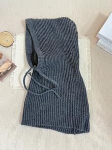 1pc Ladies Wool Balaclava Hat, Drawstring Detachable Neck Gaiter Ski Mask Warmer Knit Neck Cover For Winter - A - View 25