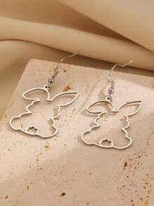 1 Pair Stainless Steel Asymmetric Hollow Rabbit Design Earrings, Simple Casual Elegant Versatile High-End Gifting, Suitable For Women's Daily, Party, And Banquet Wear - Multicolor - View 9