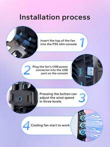 PlayStation 5 Slim / PlayStation 5 主机主动散热风扇，增强型后置散热片，三档风速调节，USB供电智能温控，高效散热防止过热，游戏主机散热配件，低噪音运行，性能稳定，适合长时间游戏，集成式散热风扇支架，适用于数字版和光盘版。 - 彩色 - 查看 4