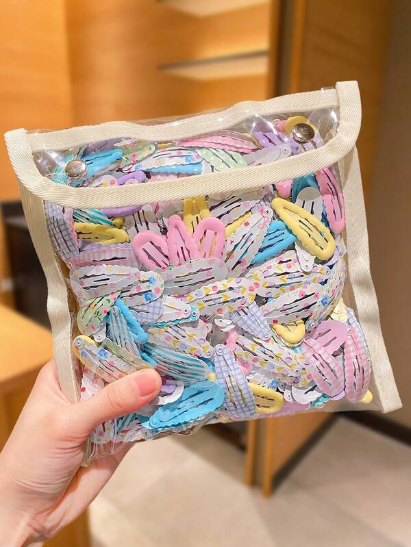 5pcs Cute Floral Print Hair Clips For Women, Fashionable And Sweet Hair Accessories, Suitable As Gift For Girls To Tidy Bangs