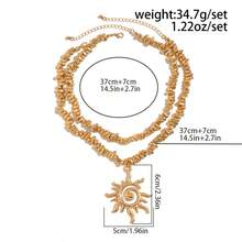 2件套几何方形CCB串珠火焰漩涡吊坠项链，优雅奢华珠宝，适合婚礼、派对、海滩、休闲、街头风格，女士及情侣款，节日及生日礼物 - 金色 - 查看 8