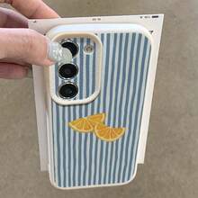 1个TPU材质夏季清新可爱橙蓝条纹图案防震软手机壳，兼容三星A05s、A12、A13、A14、A14 4G、A15、A21s、A23、A25、A32、A32 5G、A34、A35、A50s、A51、A52、A53、A54、A55、A71、A72、A73、S10、S20 FE、S20 Ultra、S21 Ultra、S22、S22+、S23、S24、红米10C、12C、Note 10、11、12、13 Pro Plus、Note 8、9 Pro - 白色 - 查看 4