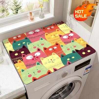 1 Tấm lót máy giặt bằng đất sét diatomite hình mèo hoạt hình dễ thương, bề mặt mềm mại, ấm áp, chống thấm nước và chống trượt, tấm bảo vệ máy giặt bền chắc, chống bụi, trang trí nhà cửa, phòng khách, phòng ngủ, phòng tắm, sân vườn, thảm ngoài trời, thảm cửa, thảm phòng tắm dễ lau chùi, thảm trải sàn hiện đại, trang trí phòng khách, đồ dệt gia dụng.