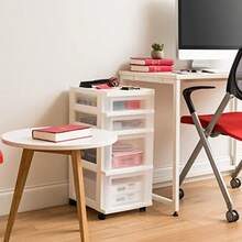 carrito organizador Carro de Plástico de Almacenamiento Rodante para Suministros de Aula para Manualidades Suministros de Arte Organizador r con Cajones para Piezas Pequeñas 4 Cajones Blanco - BlancoTransparente - Ver 2