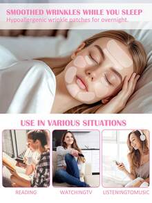 200/100/50/10pcs Facial Smile Lines Stickers, Easy-To-Use Facial Cheek Skin Care Stickers, Multi-Purpose V-Shaped Face Firming Stickers, Forehead Care Stickers,Lifting Face Tape, Face Neck Lifting Tape, Face Lift Stickers, Transparent, Unscented, Non-Invasive - Multicolor - View 2