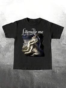 Graphic Tees Women Manfinity Dauomo Literally Me Werewolf Graphic Print Standard Fit T-Shirt For Men Men's Summer Casual 180g Pure Cotton T-Shirt Patterned Printed Short Sleeved Top T-Shirt - 黑色 - 查看 8